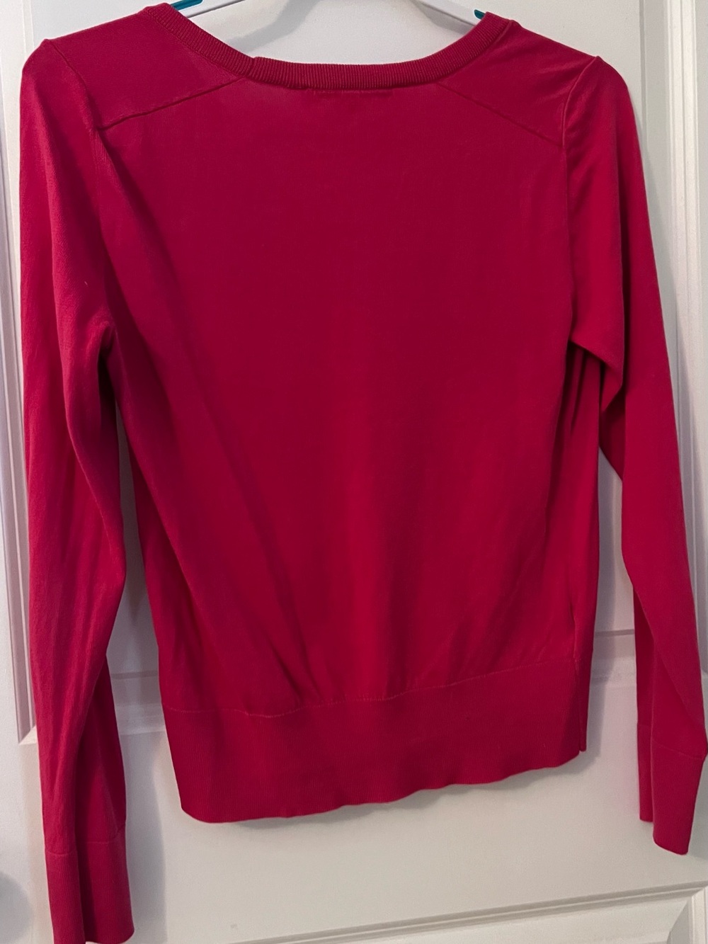 LOFT Bright Pink Lightweight V-Neck Button Cardigan - Picture 2 of 2